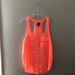 ORANGE BUTTON UP TANK TOP
